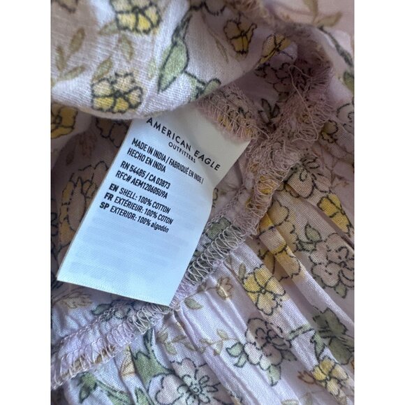 American Eagle Outfitters Floral Peasant Blouse Size M Long Sleeve Boho Top Pink - Picture 9 of 9